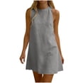thumbnail image 1 of Yyuenw Women Cotton‑Linen Sleeveless Mini Dress, Round‑Neck Loose A‑Line Casual Summer‑Fall Tunic Dress, 1 of 9