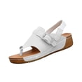 thumbnail image 1 of Yyuenw Women Open Toe Thong Wedge Slides PU Slip On Summer Outdoor Walking Sandals, 1 of 9