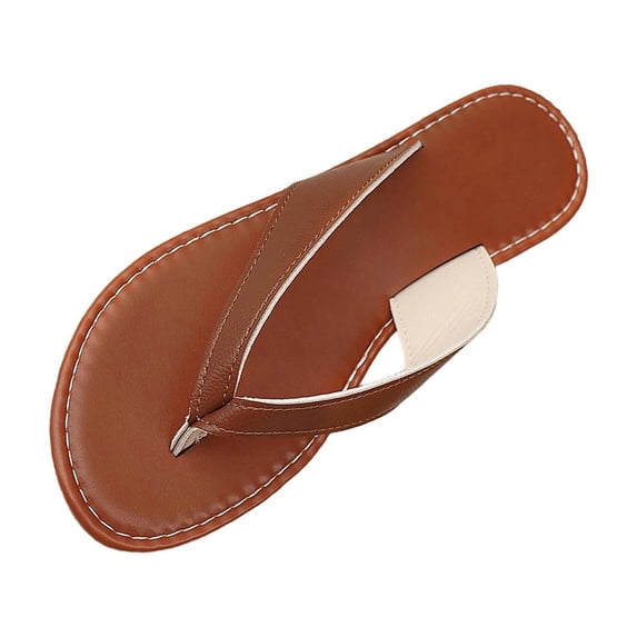 Yyuenw Women Summer PU Flat Flip Flops Thong Style Casual Outdoor Walking Sandals