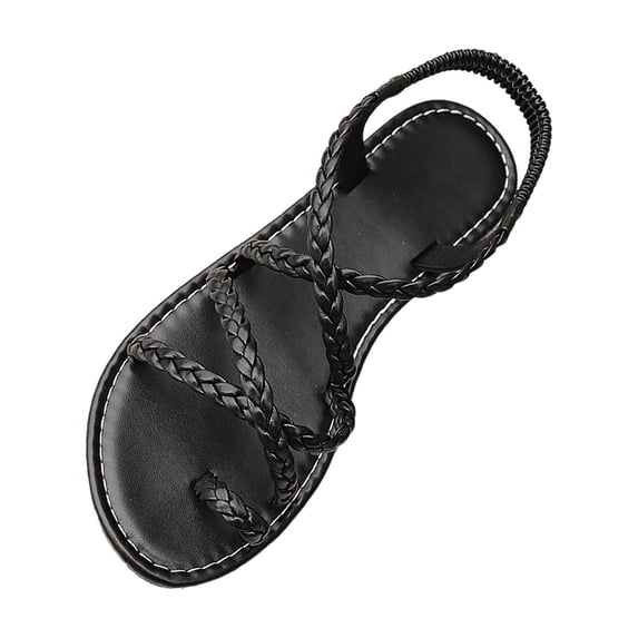 Yyuenw Women Toe Loop Flat Sandals Crisscross Straps Ankle Buckle Summer Casual Walking Shoes