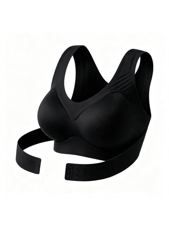 Women's Bonded Support Bra, Laser-Cut Molded Bra with Wide Wrap Back and V Neckline, for Office Travel and Long Wear