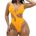 thumbnail image 1 of Yyuenw Women's Cutout One-Piece Swimsuit, Deep V Neck Monokini with Double Straps, High Leg Cheeky Bathing Suit, 1 of 9