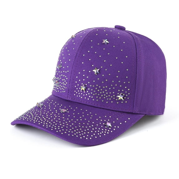 Yyuenw Women's Sparkly Rhinestone Baseball Cap, Bling Crystal Studded Adjustable Hat, Glitter Sun Cap for Club, Party & Streetwear