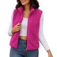 thumbnail image 1 of Yyuenw Womens Soft Fuzzy Stand Collar Sherpa Vest Full Zip Sleeveless Cropped Layering Outerwear Fall Winter, 1 of 7
