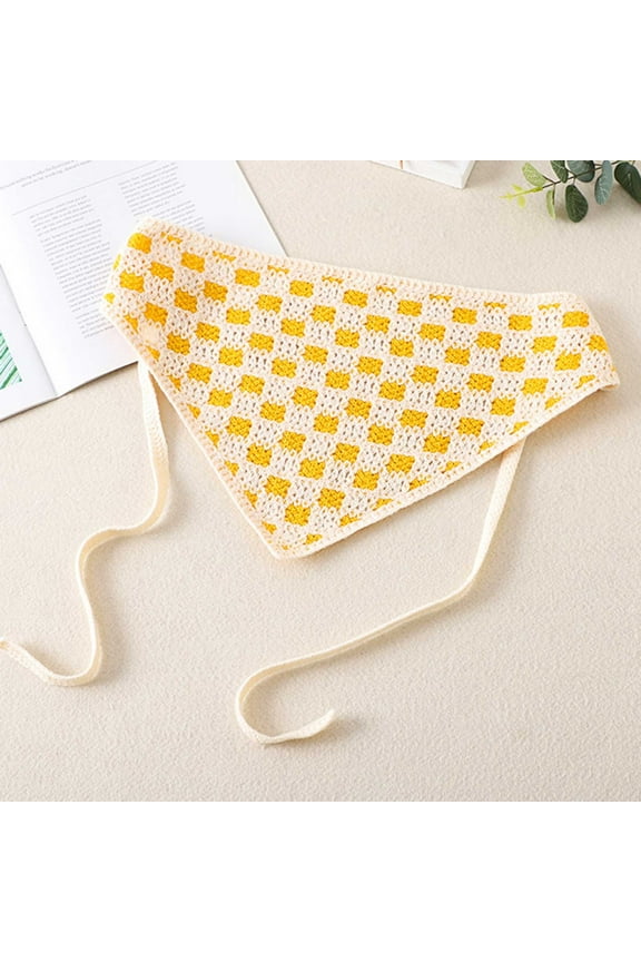 Head Kerchief For Women Cute, Hair Kerchief Head Scarf Women'S Printed Headscarf Accessories Knitted Lace Headband Crochet Bandana Head Kerchief Hair Scarf Yellow Under $10