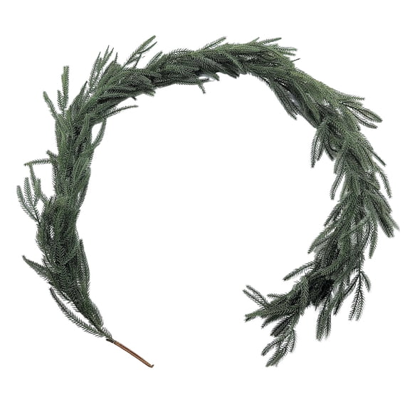 Yzans Artificial Pine Garland with Soft Rubber Needles - 6ft Realistic Christmas Vines for Door Hanging, Mantle & Stair Decor | Bendable Rattan-Style Greenery for Indoor/Outdoor Holiday Decorations