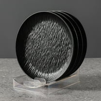 Yzans Dishwasher Safe Plastic Trays 5.91x5.91 Inch,4-Pack Reusable Serving Plates,Lightweight Stackable Dinnerware,Camping Picnic Party Food Container