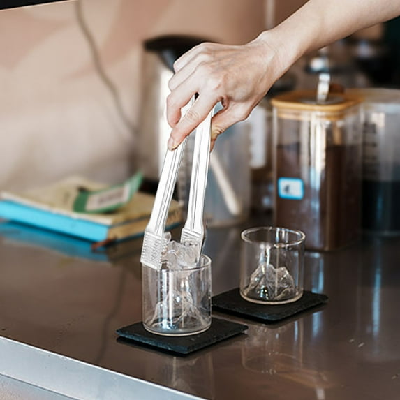 Yzans Disposable Plastic Tongs 6.3in,10-Pack Transparent Kitchen Utensils,Non-Slip BBQ Party Buffet Food Serving