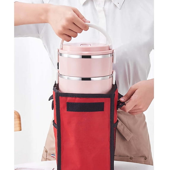 Yzans Insulated Lunch Box,Stainless Steel Circular Container,Portable Food Storage for Students Office Workers,2 layers