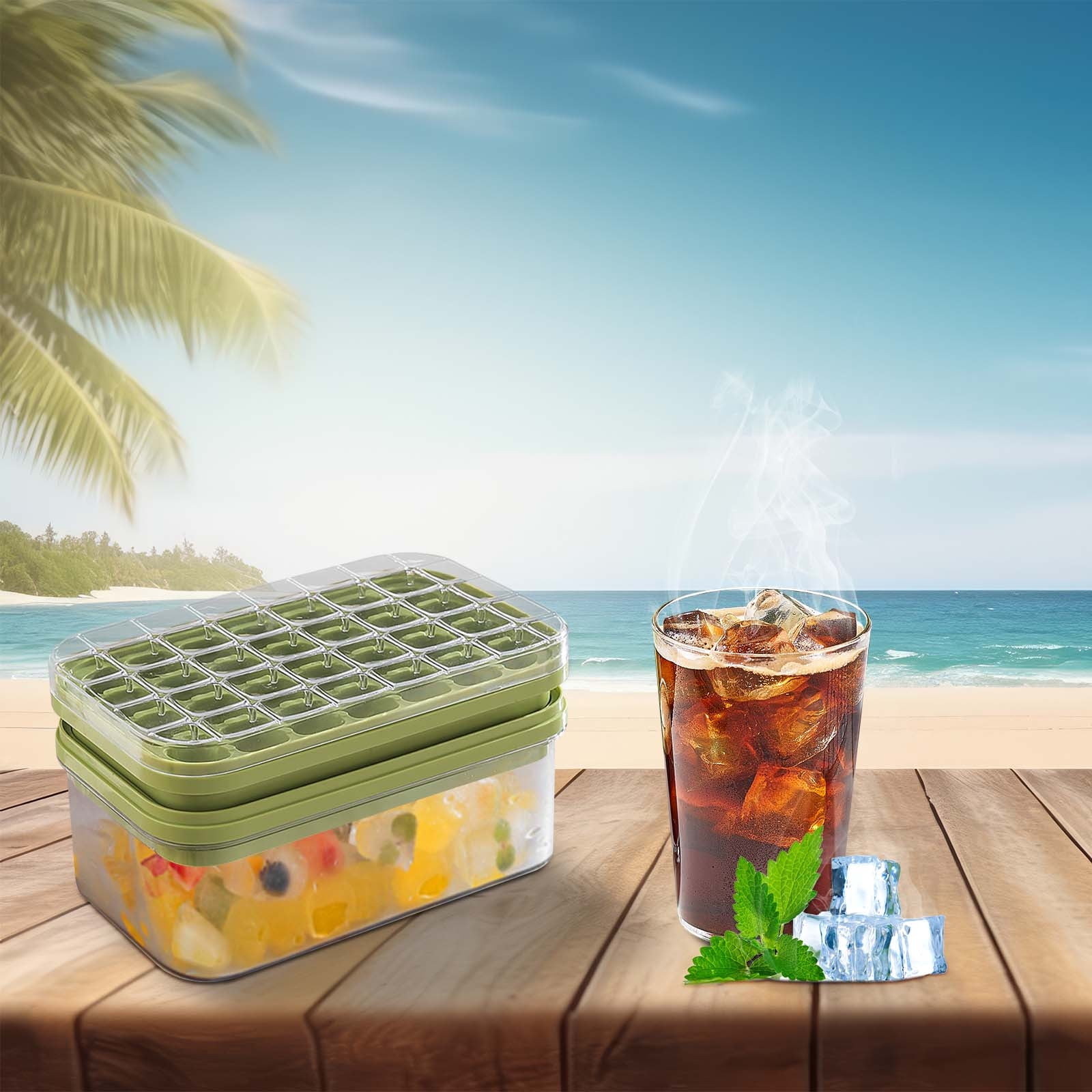 Yzans Large Ice Block Mold,Freezer Container Food Grade,Leakproof Lid ...