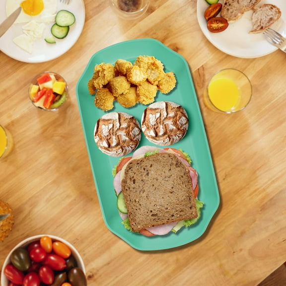 Yzans Non-Slip Serving Tray,Octagonal Restaurant-Grade Plastic,Anti-Skid,Cafeteria,Home Kitchen Use