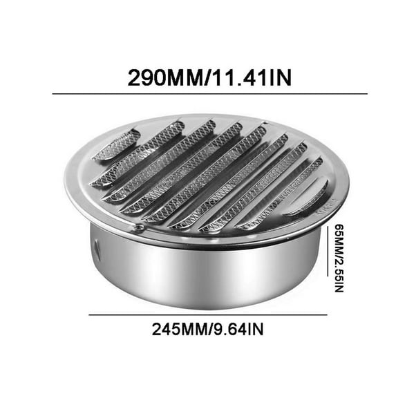 Yzans Range Hood Cover 201 Stainless Steel Round Vent,Kitchen Exhaust Grease Rain Protection,Insect Screen Included