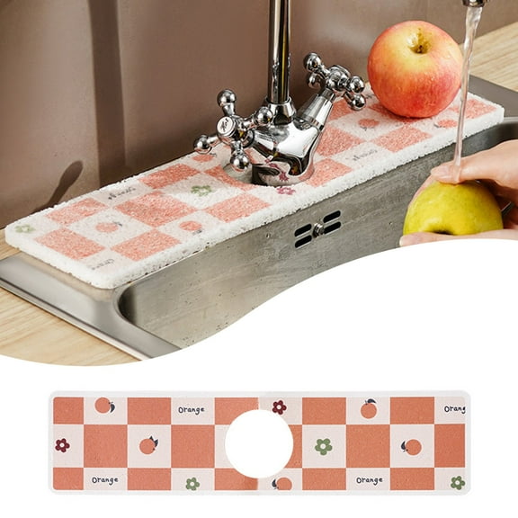 Yzans Sink Drip Mat 15.74in,Absorbent Wood Pulp Faucet Pad,Splash Guard for Vanity RV Kitchen Counter