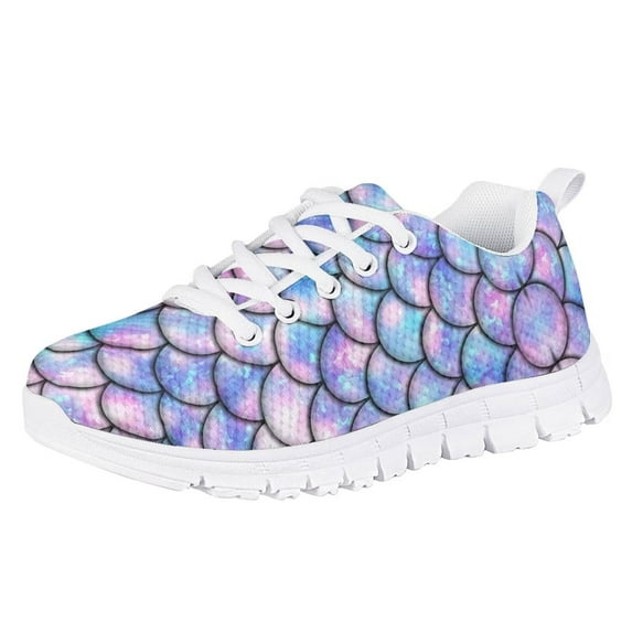 Yzaoxia Mermaid Kids Tennis Shoes Girls Size 2 Lightweight Athletic Sneakers Comfortable Walking Shoes Kids Breathable School Shoes Spring