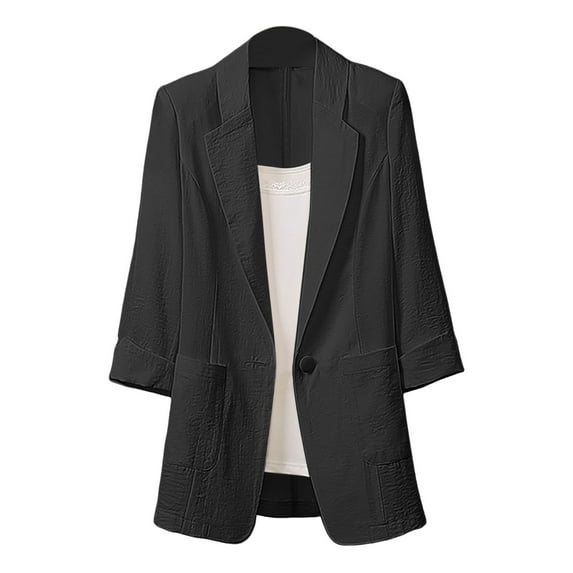 Yzengfg Medium Length Large Size Suit Jacket Korean Version Loose Casual Fashion Small Suit Women Black