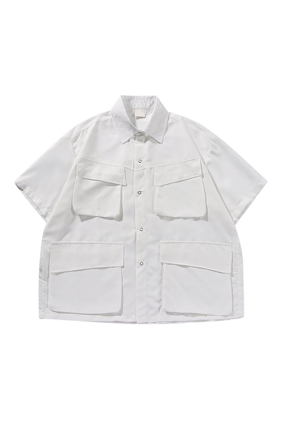 Men's Vintage Cargo Shirt With Multi Pocket Short Sleeves