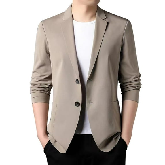 Yzengfg Spring Summer Men's Lightweight Summer Suit Jacket Casual Stretch Slim Fit Button Sport Coats