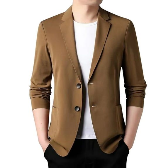 Yzengfg Spring Summer Men's Lightweight Summer Suit Jacket Casual Stretch Slim Fit Button Sport Coats