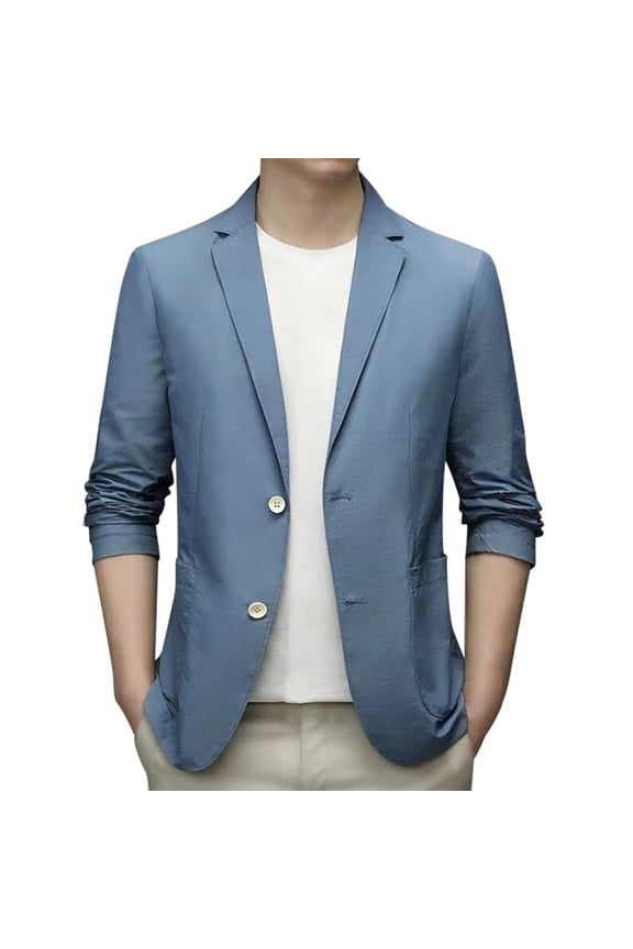 Spring Summer Men's Lightweight Summer Suit Jacket Casual Stretch Slim Fit Button Sport Coats