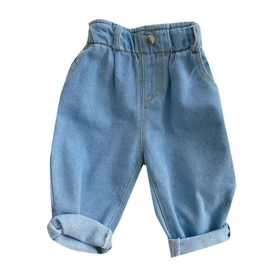 Yzengfg Toddler Baby Boy Girl Jeans Casual High Waisted Pant Straight Denim Jean Trousers,18 Months-24 Months