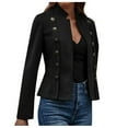 thumbnail image 1 of Yzengfg Vintage Women's Suede Long Sleeve Jacket Retro Style Suede Outerwear For Fall And Winter Black, 1 of 5