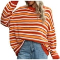 Yzengfg Women's Plus Size Striped Knit Pullover Sweater Stylish Round