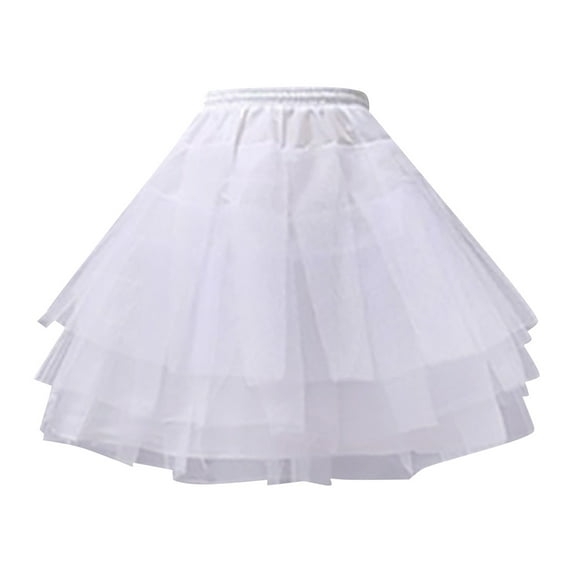 Yzengfg Women's Solid Color Layered Tulle Petticoat Lady's Princess Tutu Tulle Skirt Underskirt White Skirt