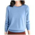 thumbnail image 1 of Yzengfg Women's Wool Base Layer Shirt Tops Crewneck Long Sleeve Travel Hiking Tee T Shirt Pullover Sweater Light Blue, 1 of 5