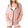 thumbnail image 1 of Yzengfg Women's Zip Up Hooded Cardigan Long Sleeved Loose Hoodie Coat RD1, 1 of 5