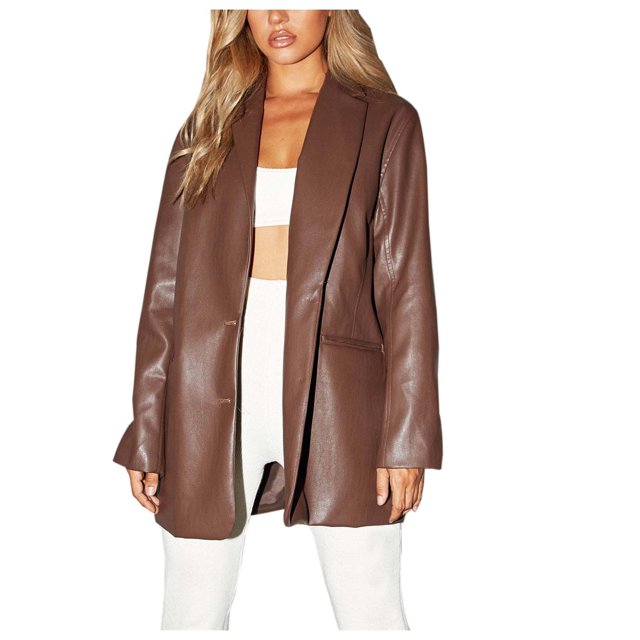 Yzengfg Womens Oversized Leather Jackets Motorcycle Plus Size Moto Coat