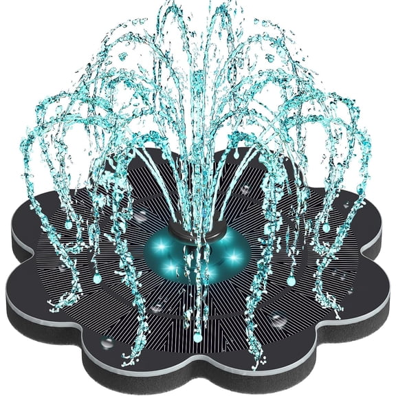 Yzert Solar Fountain with 2000 mAh Battery&Colorful LED Lights Flower Shape, 3.5W Solar Power Water Fountain Pump for Bird Bath, Outdoor, Garden, Pool, Pond,Hummingbirds (Colorful)