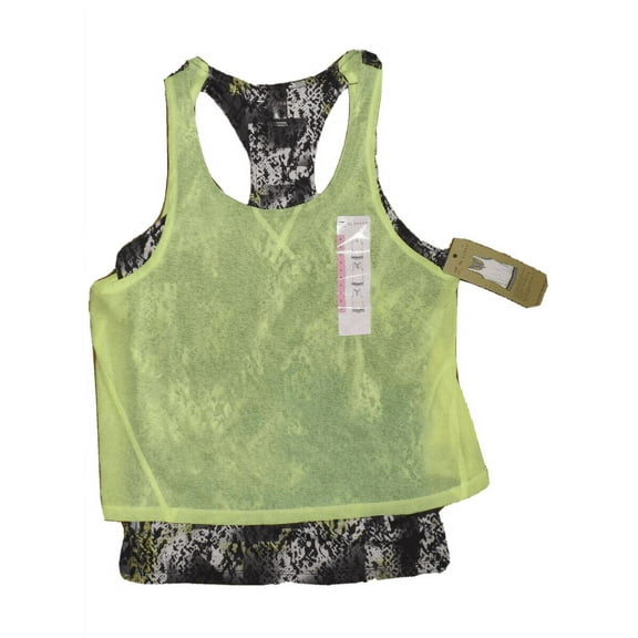 Z BY ZOBHA Women's Double Layer Tank Top (Neon Green Snake Print, Small)
