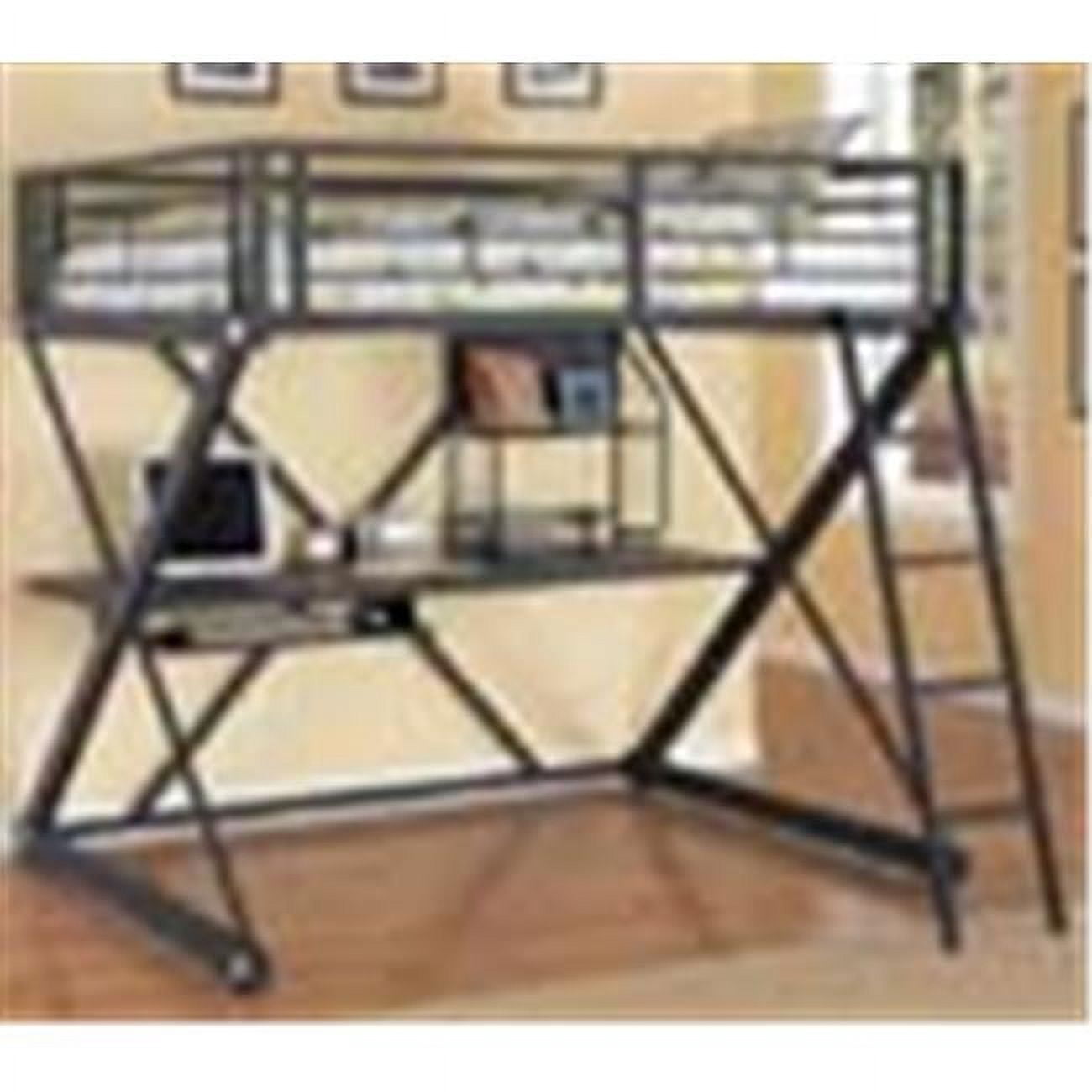Z-Bedroom Full Size Loft Study Bunk Bed - Textured Black with Silver ...