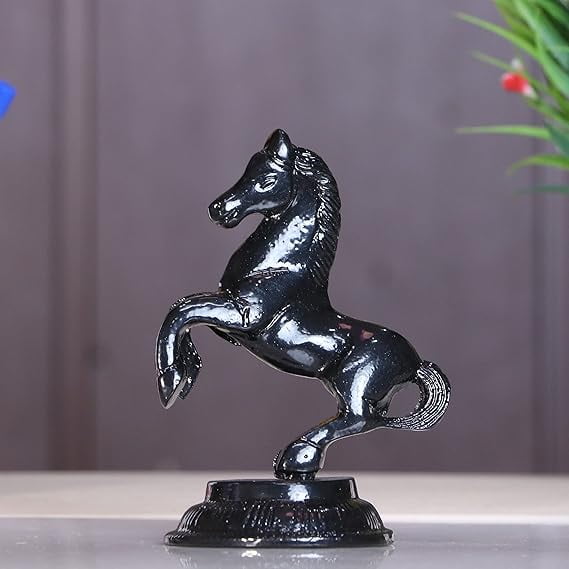 Z-Black Finish Jumping Horse Metal Statue for Wealth,Income and Bright Future & Table Top Figurine for Living Room,Office,Bedroom,Decorative,Feng Shui & Vanstu,Animal Showpiece Figurines