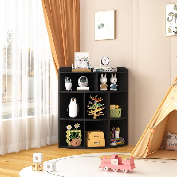 Z-Black Rotating Bookshelf Tower 360 Revolving Round Bookcase Stackable Floor Standing Storage Display Rack For Home Office