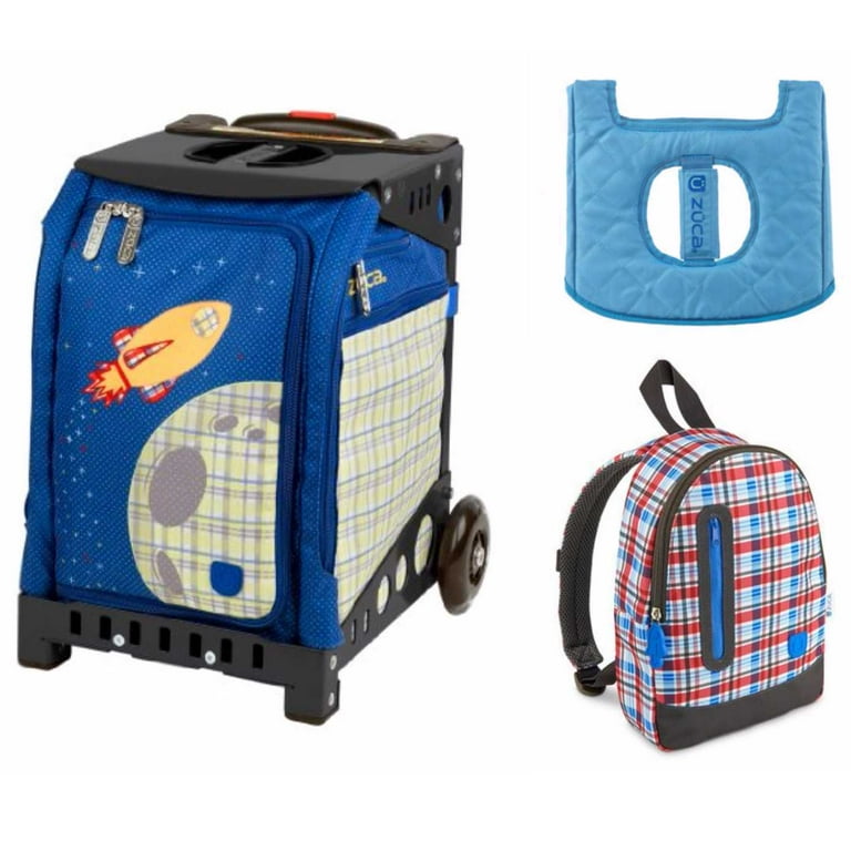ZUCA Kids Mini Blast Off Bag Aluminum Alloy Frame Black w Flashing Wheels Backpack Cushion