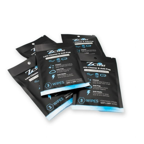 Z Clear Anti Fog and Lens Cleaner Disposable Lens Wipes Wet and Dry - 15ct