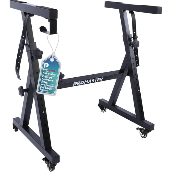 Z-Design Keyboard Stand - Adjustable 20-34 Inches, Portable and Universal with Foam-Padded Arms - Z Style Design for Digital Pianos - Black