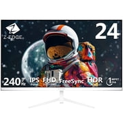 Z-EDGE 24 Inch 240Hz Gaming Monitor, FHD 1080P IPS Display, 1ms MPRT, AMD FreeSync, HDR Support, VESA Mount Compatible, White