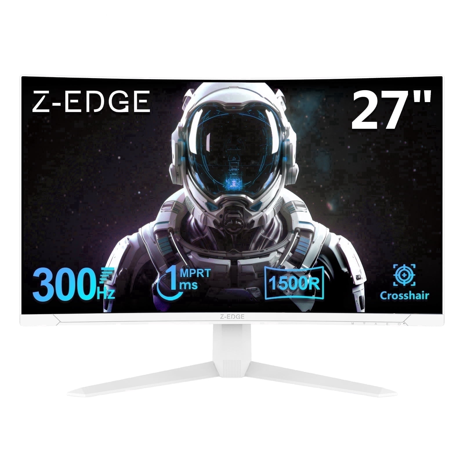 Z-EDGE 27 Inch 300Hz Curved Gaming Monitor, FHD 1080P VA Display, 1ms MPRT, AMD FreeSync, HDR Support, VESA Mount Compatible, White