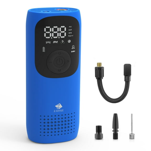 Z-EDGE Portable Air Inflator with Digital Display, 150PSI - Blue