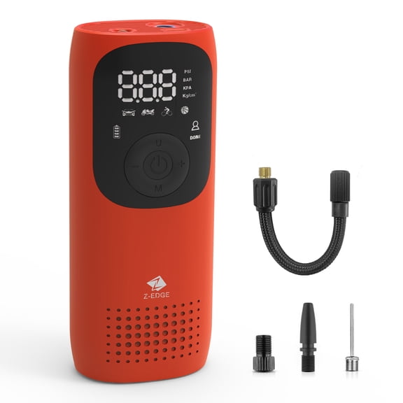 Z-EDGE Portable Air Inflator with Digital Display, 150PSI - Red