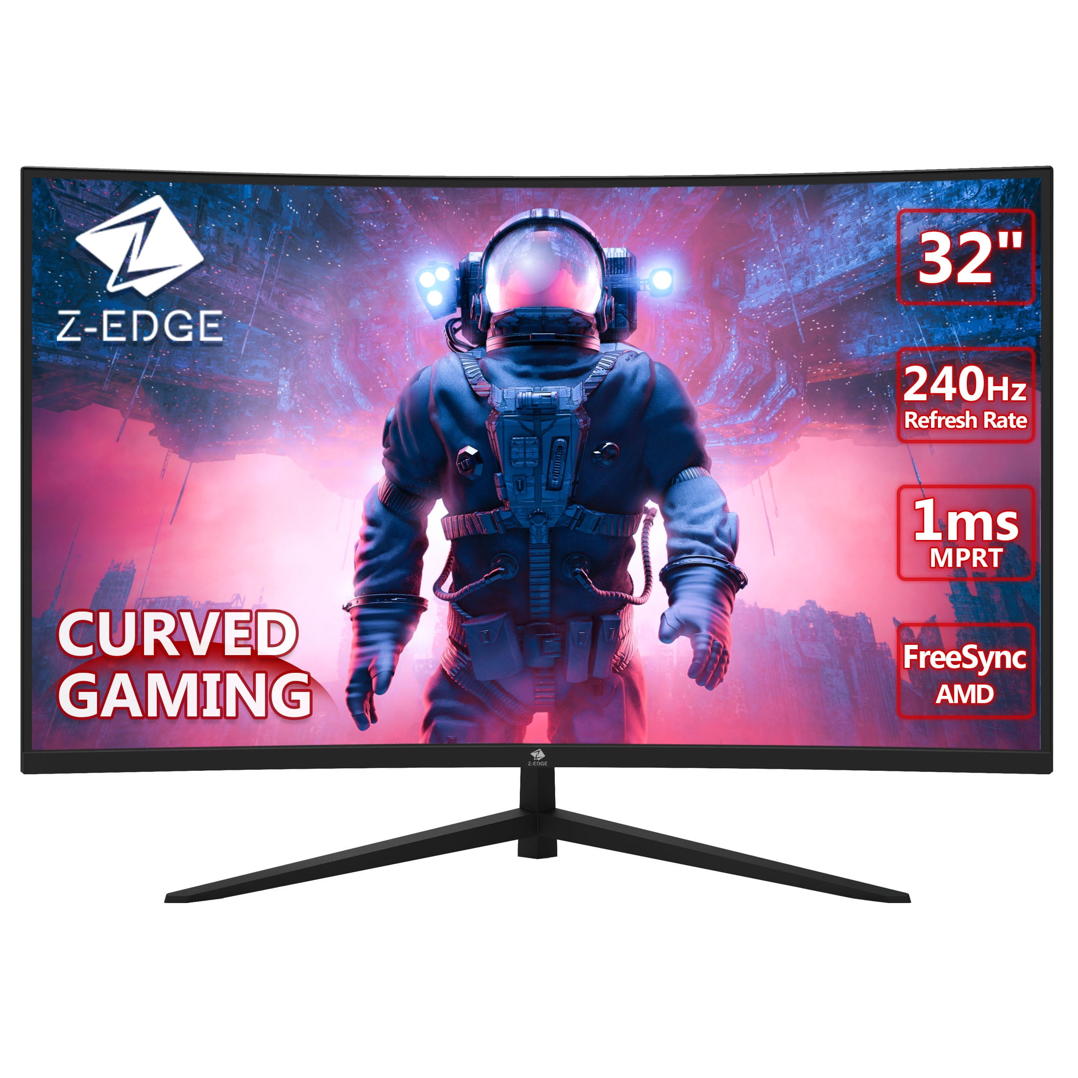 Z-Edge - Monitor curvo para juegos de 27 pulgadas 16:9 2560x1440 165/144Hz  1ms Monitor LED sin marco, UG27Q AMD Freesync Premium Display Port HDMI