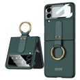 thumbnail image 1 of Z Flip 3 Case with Ring, Allytech Hard Matte PC Back Cover Ultra Thin Shockproof Protective Ring Stand Anti-Drop Build-in Front Glass Cover Case for Samsung Galaxy Z Flip 3 2021, Darkgreen, 1 of 9