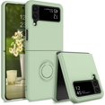 thumbnail image 1 of Z Flip 4 Case, Galaxy Z Flip 4 Case, Slim Fit Ring Holder Liquid Silicone Soft Gel Rubber Bumper Shockproof Women Men Girls Boys Case for Samsung Galaxy Z Flip 4 5G 6.7" 2022, Matcha Green., 1 of 8