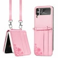 thumbnail image 1 of Z Flip 4 Case, Galaxy Z Flip 4 Wallet Case, Allytech Premium PU Leather Protection Wallet Case with Cards Holders Shoulder Strap Phone Cover Case for Samsung Galaxy Z Flip 4 2022 5G - Pink, 1 of 9