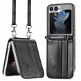 thumbnail image 1 of Z Flip 5 Case, Galaxy Z Flip 5 Wallet Case, Allytech Premium PU Leather Protection Wallet Case with Cards Holders Shoulder Strap Phone Cover Case for Samsung Galaxy Z Flip 5 2023 5G - Black, 1 of 10