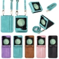 thumbnail image 1 of for Z Flip 5 Case Wallet with Card Holder for Women Samsung Galaxy Z Flip 5 Case with Detachable Crossbody Lanyard PU Leather Shockproof Protective Cover for Samsung Z Flip 5 Case,Green, 1 of 8