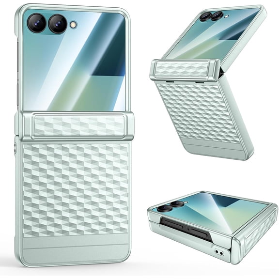 for Z-Flip-7 Case, for Samsung Galaxy Flip 7 Case with 9H HD Tempered Glass Camera Screen Protector & Hinge Protection, Slim Anti-Scratch Protective Shockproof Girly Women Cute Cover - Mint Green