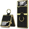 thumbnail image 1 of for Z Flip4 5G 2022 case 360°with Ring Luxury Electroplated PU Leather Cover Compatible with Samsung Galaxy Z Flip 4 5G Case Built-in Screen Protector Camera Phone Case (Black), 1 of 6